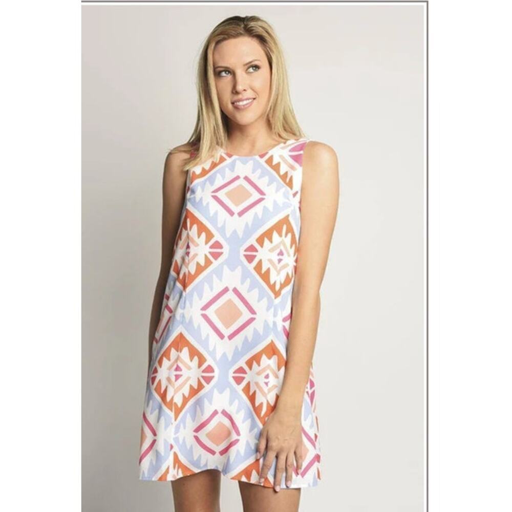NWOT Crosby By Mollie Burch Women's Mini Dress Pastel Geometric Print